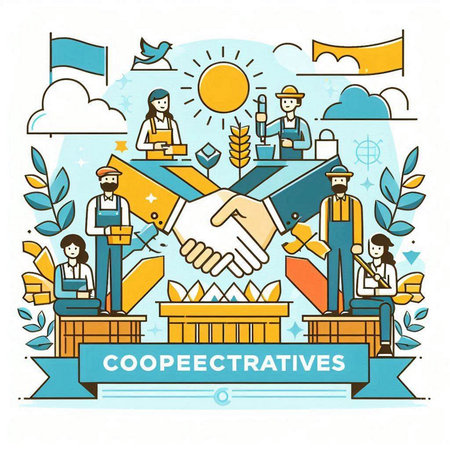 Vector illustration of the concept of cooperation, partnership, teamwork, cooperation.のイラスト素材