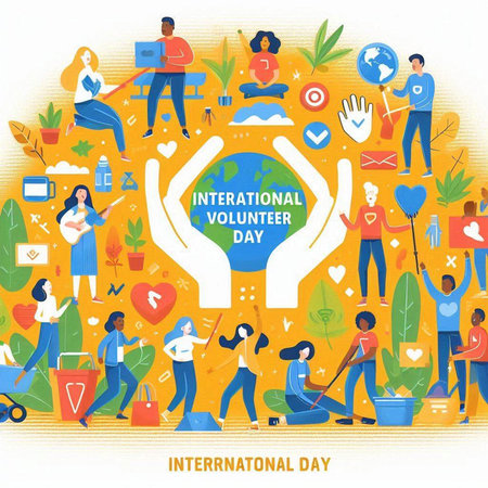 International Day of Charity Concept with People and Icons. Vector Illustrationのイラスト素材
