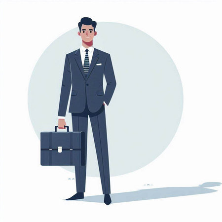 Businessman with briefcase. Vector illustration in a flat style.のイラスト素材