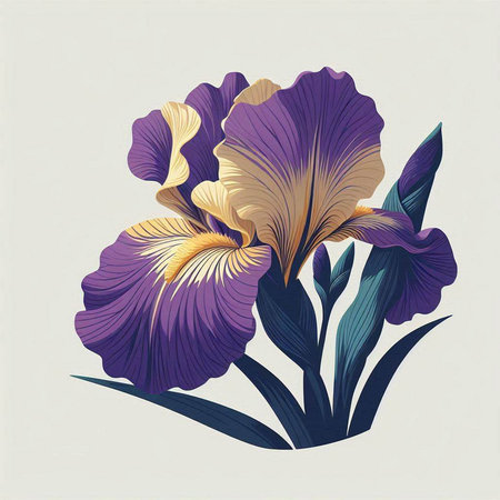 Illustration of iris flower in retro style. Vector illustration.のイラスト素材