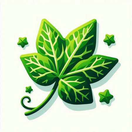 Green leaf with leaves on a white background. Eps 10 vector file.のイラスト素材