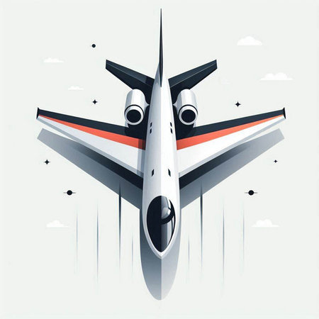 Illustration of an airplane flying in the sky. Vector illustration.のイラスト素材