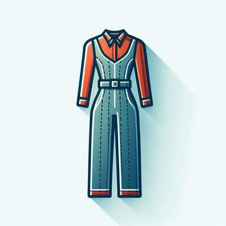 Stylish mannequin in blue overalls. Vector illustration.のイラスト素材