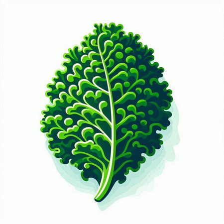 Lettuce leaf vector illustration isolated on white background. Fresh green lettuce leaf.のイラスト素材