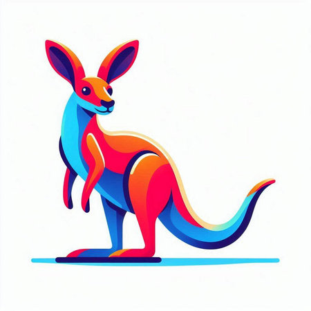 Kangaroo illustration. Colorful kangaroo isolated on white background.のイラスト素材