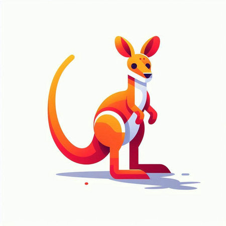 Kangaroo vector illustration. Cartoon kangaroo isolated on white background.のイラスト素材