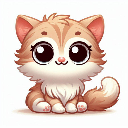 Cute cat sitting and looking at camera. Vector cartoon illustration.のイラスト素材