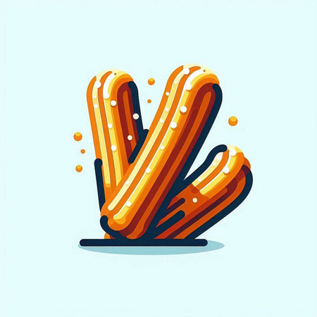 V letter in orange and blue colors with water drops, vector illustrationのイラスト素材