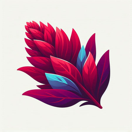 Vector illustration of a stylized red leaf on a light background.のイラスト素材