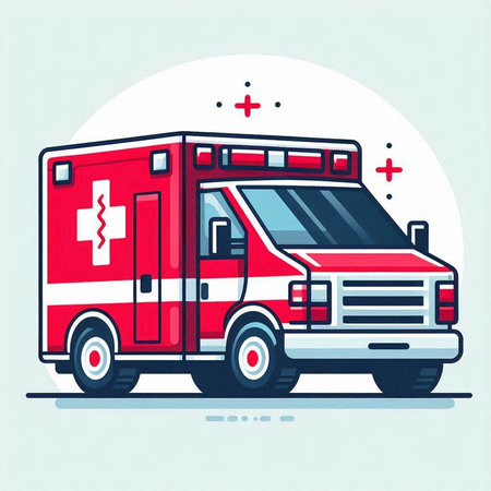 Ambulance icon. Flat design with long shadow. Vector illustrationのイラスト素材