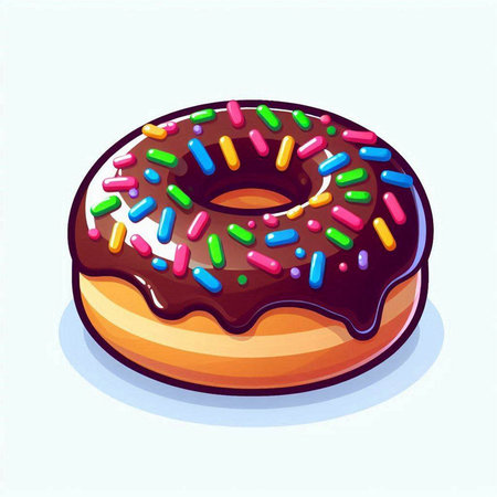 Donut with chocolate glaze on a white background. Vector illustrationのイラスト素材