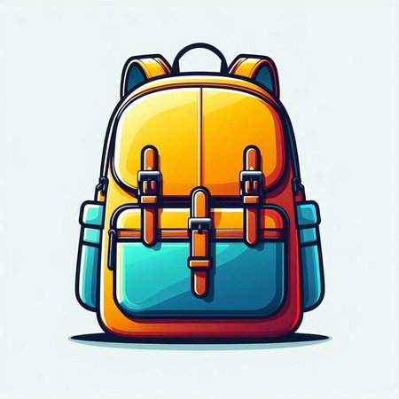 Vector illustration of a school backpack icon isolated on a white background.のイラスト素材