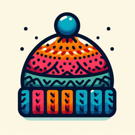 Winter hat with pompon. Vector illustration in a flat style.のイラスト素材