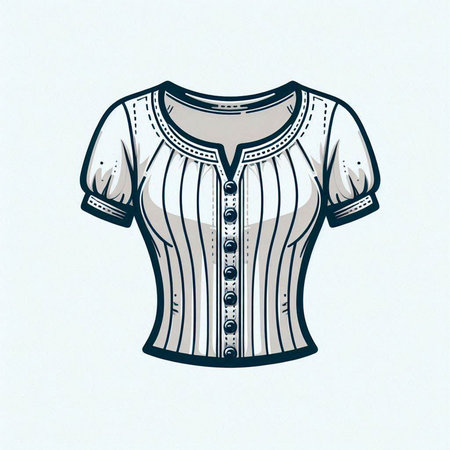 Women's blouse with short sleeves on a white background. Vector illustrationのイラスト素材