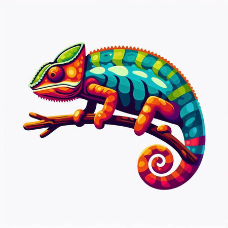 Colorful chameleon isolated on white background. Vector illustration.のイラスト素材