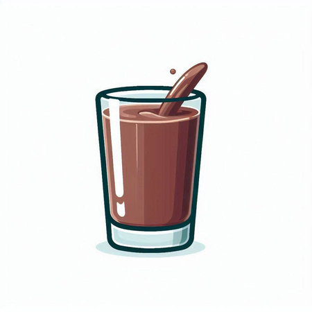 Illustration of a glass of chocolate milk on a white background.のイラスト素材