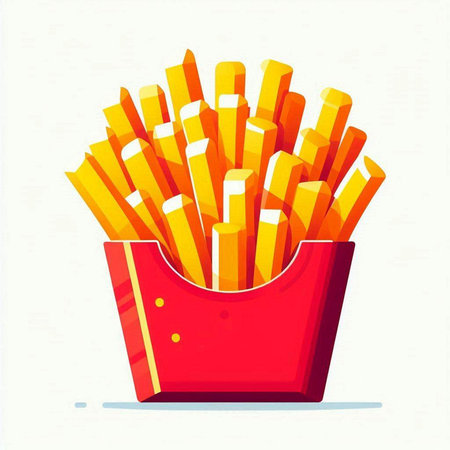 French fries in a red box. Fast food. Vector illustration.のイラスト素材