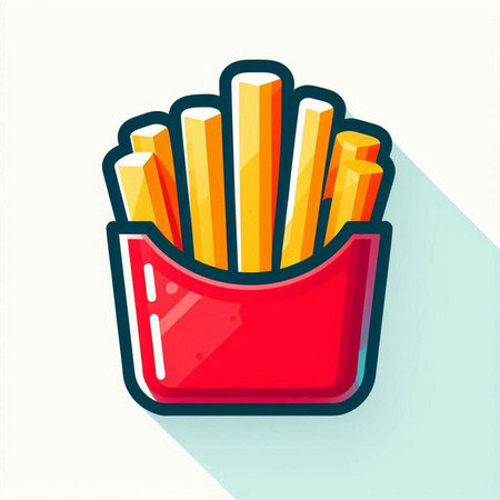 French fries in a red box. Fast food. Vector illustration.のイラスト素材