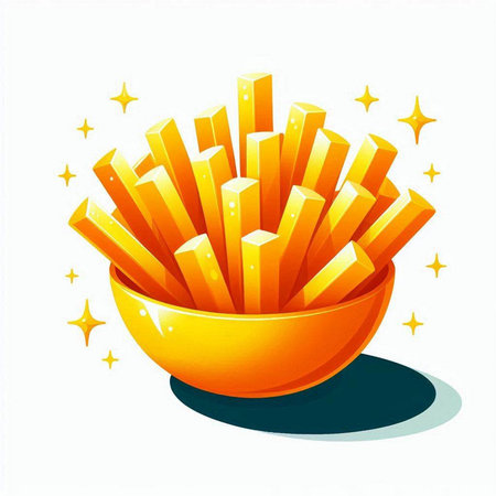 Illustration of a bowl full of french fries on a white backgroundのイラスト素材