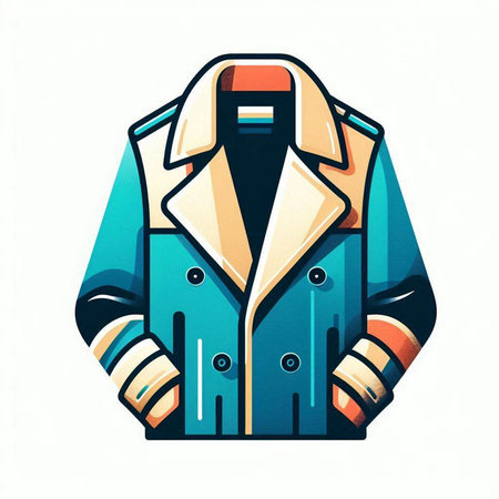 Vector illustration of a blue coat with a hood on a white backgroundのイラスト素材