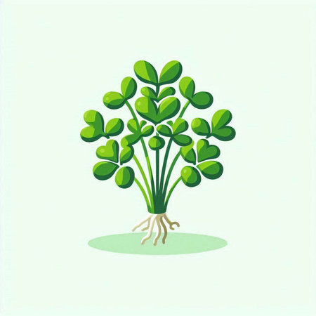 Illustration of a green sprout with roots on a white backgroundのイラスト素材