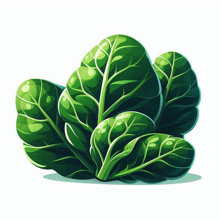 Illustration of fresh spinach leaves isolated on white background - vector fileのイラスト素材