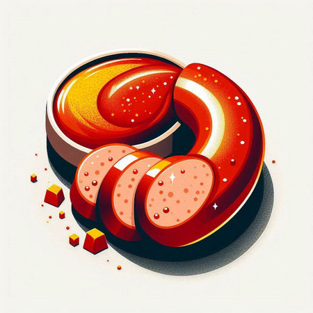 Sausage on a white background, 3d illustration, vectorのイラスト素材