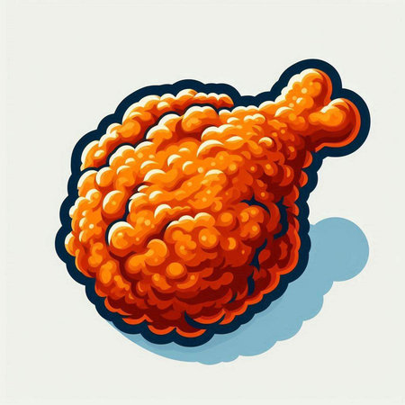 Illustration of an orange fried chicken on a white background, vector illustrationのイラスト素材
