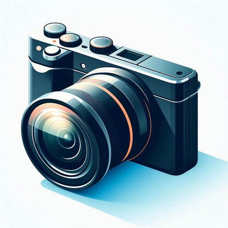 Digital camera on a white background. Vector illustration. Eps 10.のイラスト素材