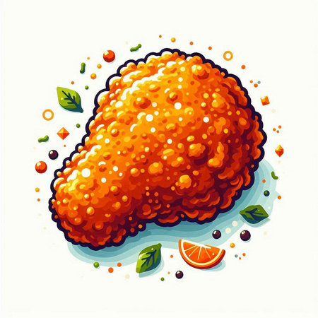 Crispy fried chicken nuggets on white background. Vector illustration.のイラスト素材