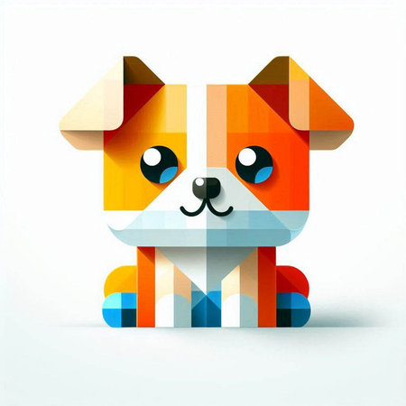 Vector illustration of cute dog in origami style on white background.のイラスト素材