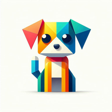 Colorful dog in origami style. Eps 10 vector file.のイラスト素材