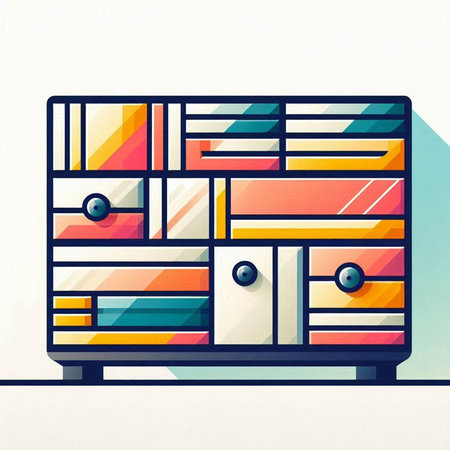 Vector illustration of a chest of drawers on a white background.のイラスト素材