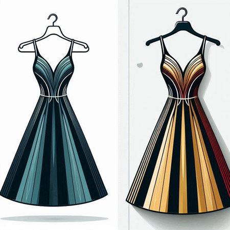 Fashionable women's dress on a hanger. Vector illustration.のイラスト素材