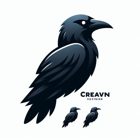 Crow logo. Vector illustration of a black crow on a white background.のイラスト素材