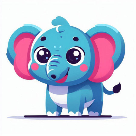 Cute cartoon elephant character. Vector illustration in a flat style.のイラスト素材