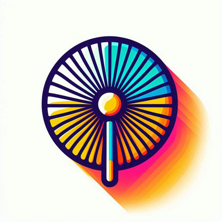 Illustration of a fan on a white background with a gradient.のイラスト素材