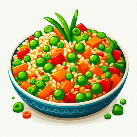 Vegetable salad in a bowl. Vector illustration on white background.のイラスト素材