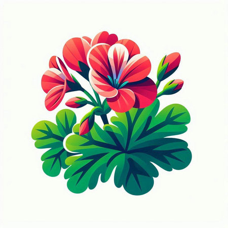 Bouquet of geranium flowers isolated on white background. Vector illustration.のイラスト素材