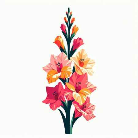 Gladiolus flowers isolated on white background. Vector illustration.のイラスト素材