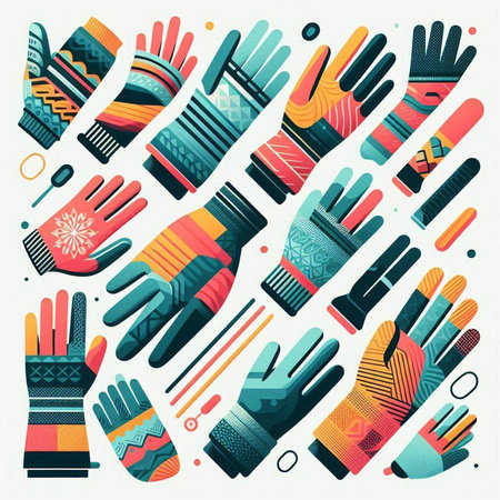 Colorful winter gloves set in flat style. Vector illustration for your designのイラスト素材