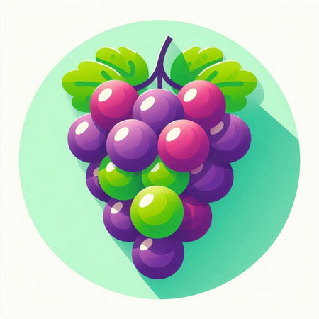 Vector illustration of a bunch of grapes in a flat design style.のイラスト素材