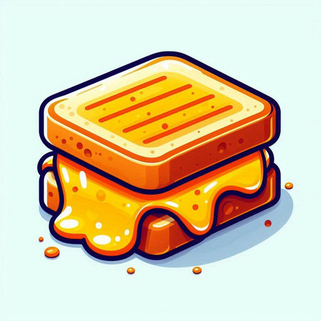 Sandwich with cheese and honey. Vector illustration in cartoon style.のイラスト素材