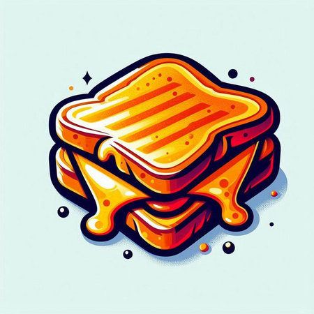 Sandwich icon. Vector illustration of a sandwich with cheese and ham.のイラスト素材