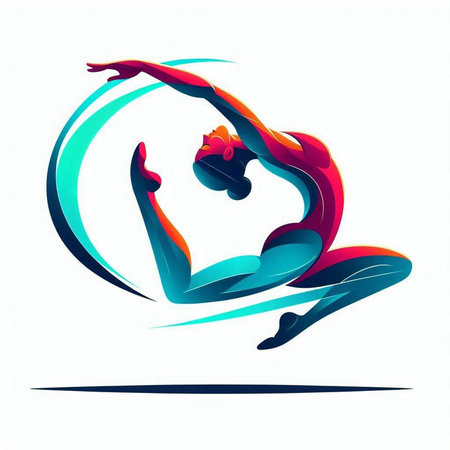 yoga pose, abstract vector art illustration, isolated on white backgroundのイラスト素材