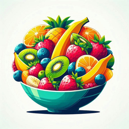 Fruit salad in a bowl, vector illustration, eps10のイラスト素材