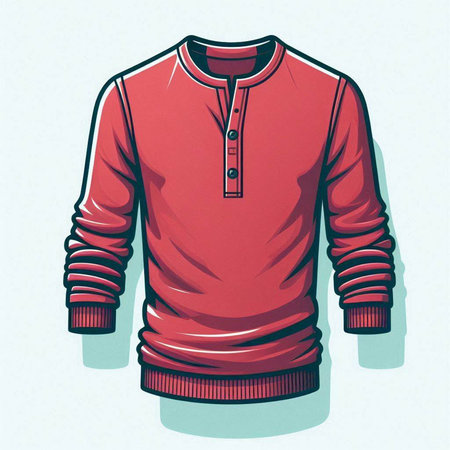Red sweatshirt isolated on a white background. Vector illustration of a sweatshirt.のイラスト素材