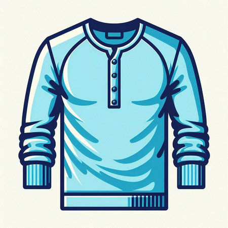 Illustration of a long sleeve sweater with a collar and a button.のイラスト素材