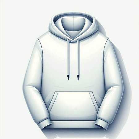 Illustration of a white hooded sweatshirt on a white backgroundのイラスト素材