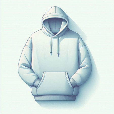 Illustration of a white hooded sweatshirt on a white backgroundのイラスト素材
